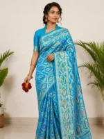 Sky Blue জরি জামদানি AP0014 - Image 2