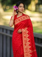 Crimson/Bright Red Sharee DM007 - Image 3
