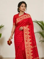 Crimson/Bright Red Sharee DM007 - Image 4